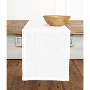 Solino Home Fete 100% Linen White Table Runner 14x90 SH111TR90WE